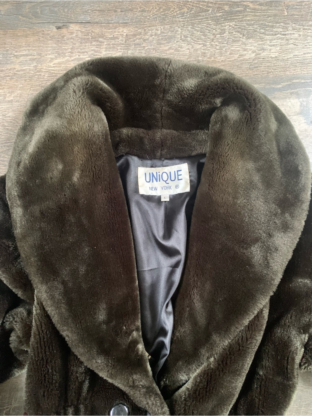 Vintage New York Cassini Teddy Jacket in Dark Brown Faux Fur